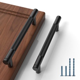 Coinkoly 10 Pack 5"(128mm) Matte Black Cabinet Pulls Knurled Kitchen Cabinet Handles Drawer Pulls Cupboard Hardware for Cabinets