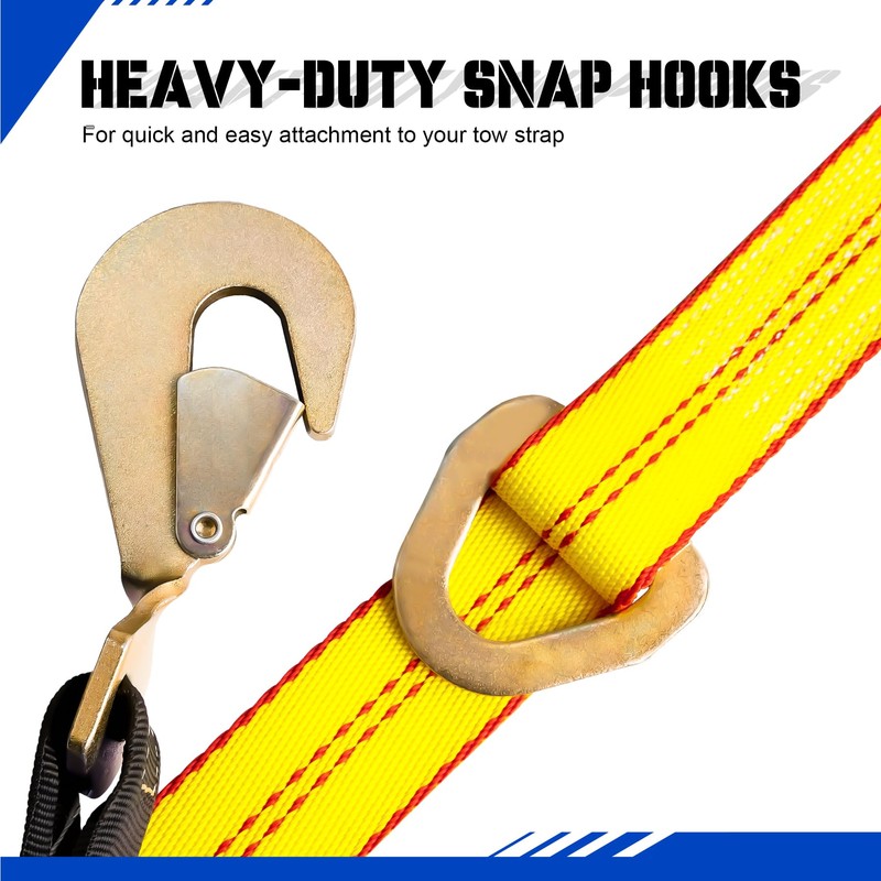 OXXTRIC V-Bridle Strap,2" x 4' Heavy Duty Tow Strap,D Ring