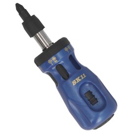 SK11 SRD-012S QC Stubby Ratchet Driver, Compatible with 12 Sizes, Built-in Bits for Quick Installation, Rotation Switching