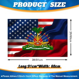 Kdasiu Haiti Haitian American America Usa Flags 2x3 Ft Double-Sided Printed With 2 Brass Grommets Indoor Outdoor Decorative Banner 2x3 Foot National Flag For Outside