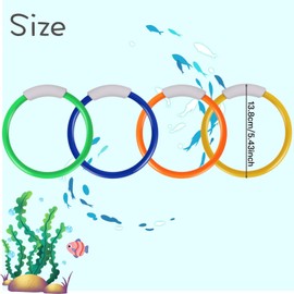 Zyael Sinkies for Kids Swimming, 4 Pcs Diving Rings Diving Pool Toys Swimming Pool Toys Diving Toys Kids Dive Sticks Diving Rings Underwater Ring Training Accessories for Kids Toddlers Age 3+