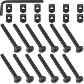 Mardatt M6 x 65mm 24PCS Black Zinc Plated Hex Socket Cap Bolts Crib Bolts and Barrel Nuts Cross Dowel Replacement for Crib Cots Beds Chair Table Desk Furniture