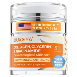 OUKEYA Collagen, Retinol & Hyaluronic Acid Cream - Anti-Aging Face Moisturizer for Face, Neck & Décolleté, Daily Moisturizer Face Cream with 5% Hyaluronic Acid Niacinamide