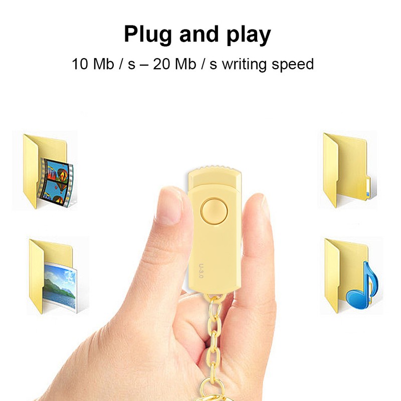 Gold Metal Rotating U Disk with USB Interface for Windows