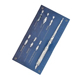 Gullor Wooden Dip Pen Calligraphy Set with Black Ink & 6 Nibs for Beginners, Kids, Writing, Signatures and Drawing, White