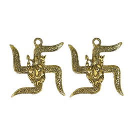 Metal Hanging Pair for Wall Door Home Temple Festivals Diwali Wedding Functions Indian Traditional Décor Decoration Gifting(Swastik)
