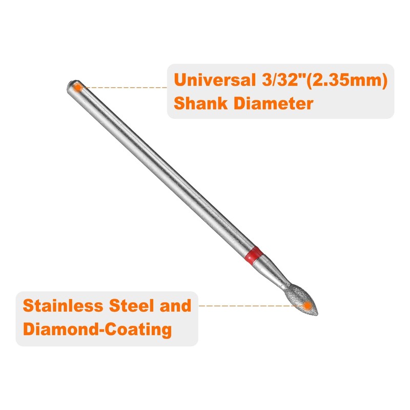 sourcing map 6pcs 200-230 Grits Diamond Grinding Bit 1.3/2/2.3/2.6mm Oval