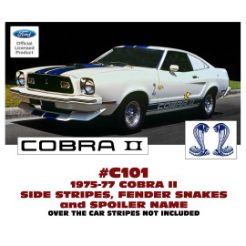 Graphic Express GE-C101 1975-77 FORD MUSTANG - COBRA II - COMPLETE SIDE STRIPE and DECAL KIT - WHITE