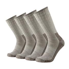 GKX Men's Merino Wool Moisture Wicking Themal Outdoor Hiking Work Boot Heavy Cushion Crew Socks(Coffee)