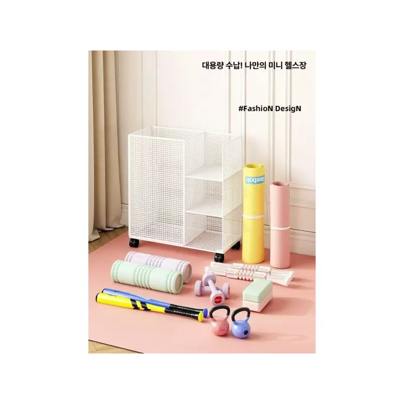 Brandless 요가매트 정리함 철제 바퀴 보관함 헬스장 [아테네스블랙 접이식] Yoga
