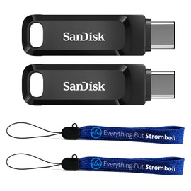 SanDisk Ultra 1TB Dual Drive Go (2 Pack) Type-C Flash Drive for Smartphone, Tablet, Computer (SDDDC3-1T00-G46) 2-in-1 USB Pen Drive Type-A & Type-C Bundle with (2) Everything But Stromboli Lanyards
