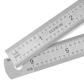 Pacific Arc Stainless Steel Ruler Inch and Metric, with 32nd and 64th Graduations, 6 Inches