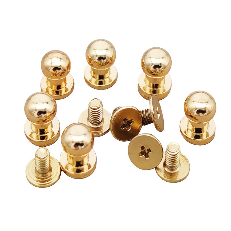 Denailey 12 Sets Solid Brass Round Head Button Stud Screw