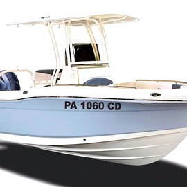 1060 Graphics - Custom Boat Registration Numbers & Letters (Two Sets) Marine Vinyl Lettering Stickers, PWC, Watercraft Decals