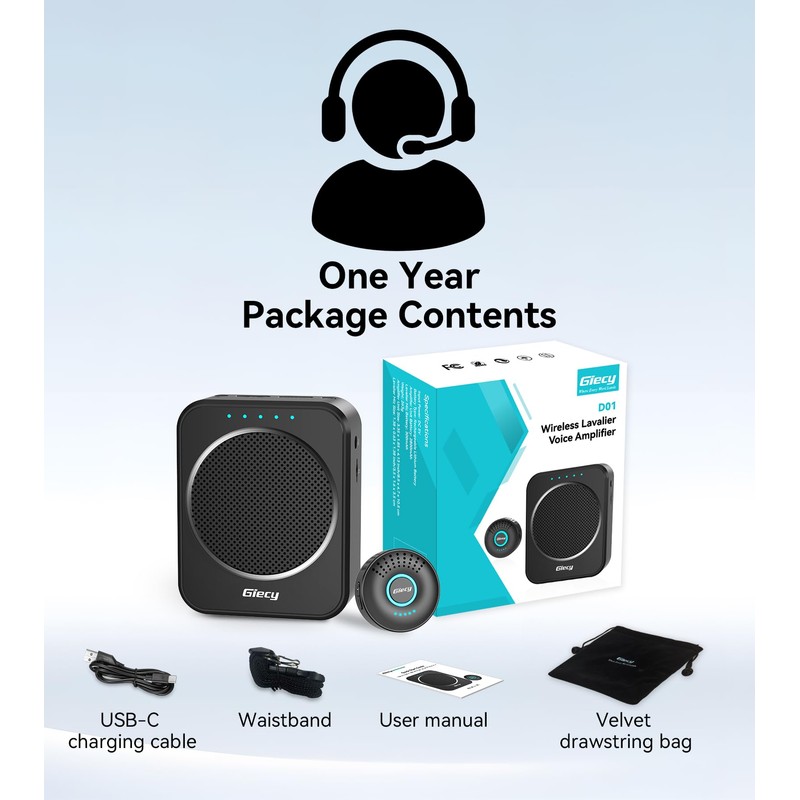 Portable Voice Amplifier with Wireless Lapel Microphone, Personal Microphone for