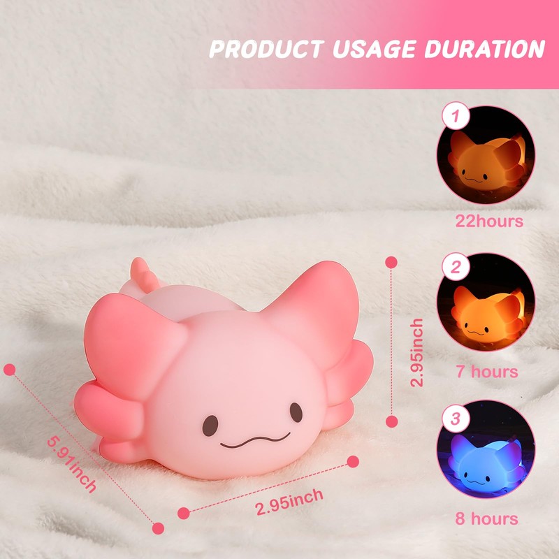 LOVERUIS Axolotl Night Light for Kids Gifts Squishy Nightlight for