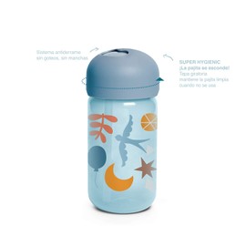 Suavinex 401204 Baby Training Cup with Flexible Straw and Leak-Proof System, 18 Months, Light Blue, 340 ml, 8 x 9.1 x 18.1 cm