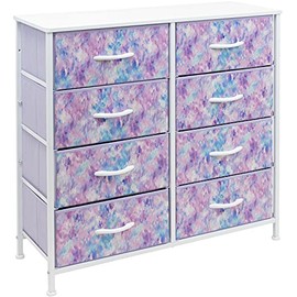 Sorbus Dresser with 8 Drawers - Furniture Storage Chest Tower Unit for Bedroom, Hallway, Closet, Office Organization - Steel Frame, Wood Top, Easy Pull Fabric Bins (8-Drawer, Tie-dye Blue/Pink/Purple)