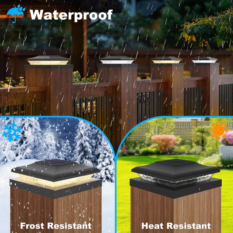 TSUNESLUX 12 Pack Solar Post Cap Lights Outdoor, 2 Modes
