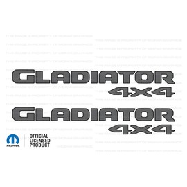Decal Mods Gladiator 4x4 Bedside Graphic Decals/Stickers fits Jeep Wrangler/Gladiator JL/JT (2019-2024) Dark Gray w/Black Outline FDRKGBO (Set of 2) | FJ9G3