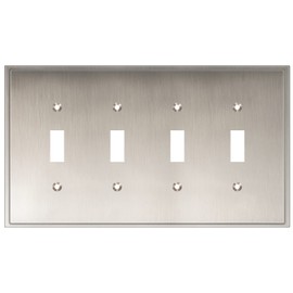 Henne Bery Soft Modern Decorative Wall Plate Switch Plate Outlet Cover (Quad Toggle, Satin Nickel)