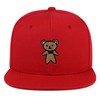 Teddy Bear Hip-Hop Snapback Hat Embroidered Red Baseball Cap Ribbon