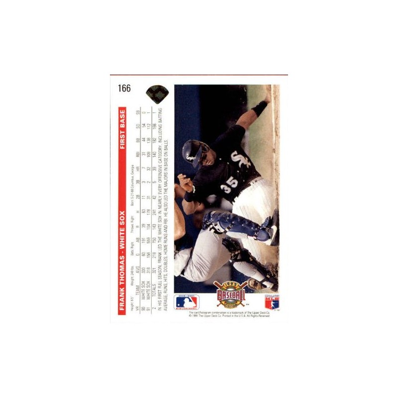 1992 Upper Deck Gold Hologram Baseball Card #166 Frank Thomas