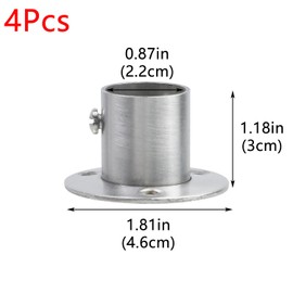 Geesatis Pack of 4 Stainless Steel Flange Holder Rod for Ceiling Mounting Bracket Wardrobe, High Bracket, Fit for Diameter 0.87 Inch Pipe, with Screws
