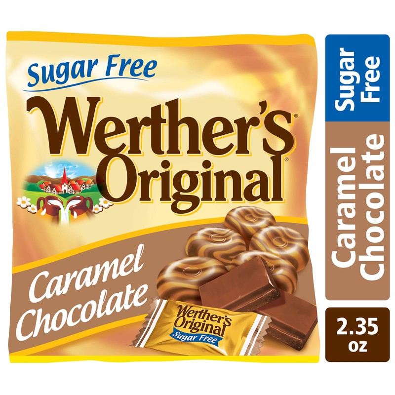 Werther's Original Hard Sugar Free Caramel Chocolate Candy, 2.35 Oz