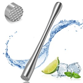 Wantli Cocktail Pestle 28.5 cm, Cocktail Muddler, Ice Crusher, Ice Crusher, Herb Masher, Fish Killer, Fish Billet, Multifunctional Stainless Steel Pestle