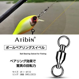 Atibin Jigging, Stainless Steel Swivel, Sarkan, Fishing, High Strength, Bearing Swivel, Snap Lure, Great, Blue, Swivel, Mountain Stream, Black, 44.1 lbs (20 kg), 25 Pieces