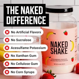 NAKED Shake - Vegan Protein Powder, Strawberry Banana - Flavored Plant Based Protein with Mct Oil, NSF Certified, Gluten-Free, Soy-Free, No Gmos Or Ar