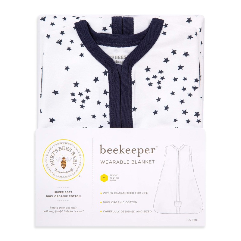 Burt's Bees Baby Baby Beekeeper Wearable Blanket, 100% Organic Cotton,