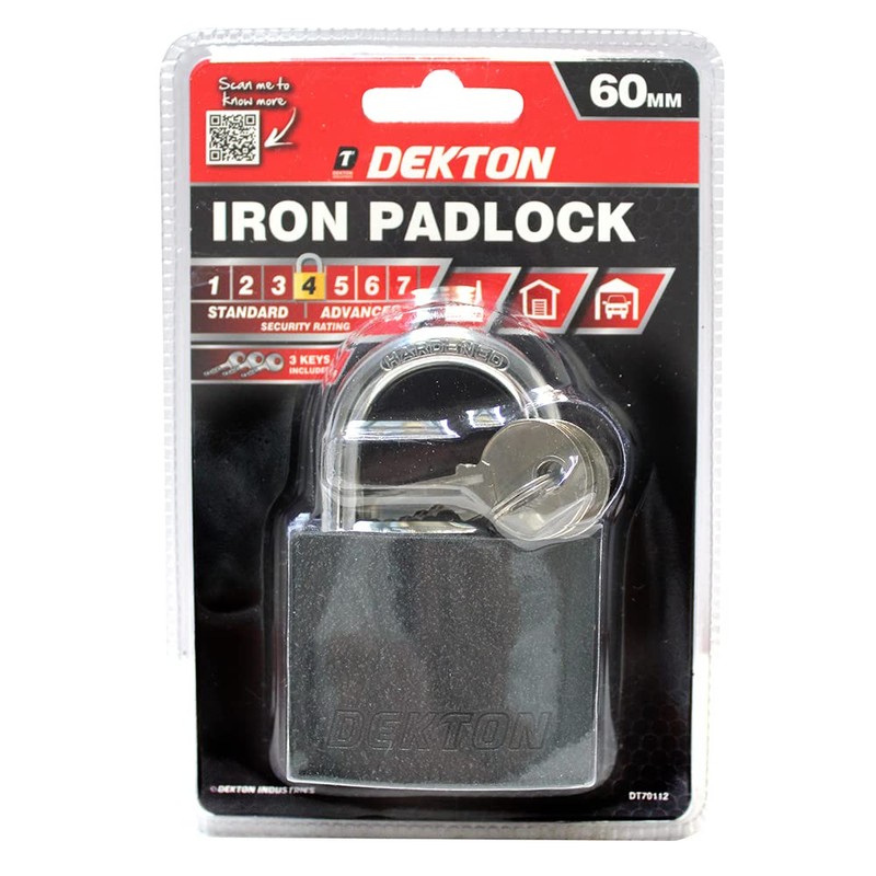 DEKTON DT70112 60MM Iron Padlock, Black