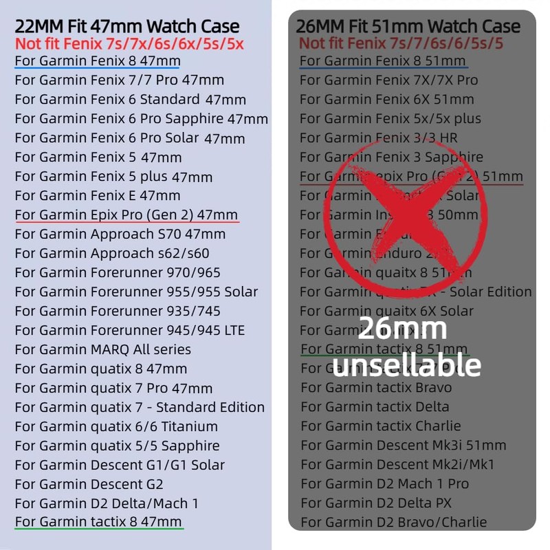 EKINGEEK 22mm Quickfit Nylon Watch Band for Garmin Fenix 8/E/7/7