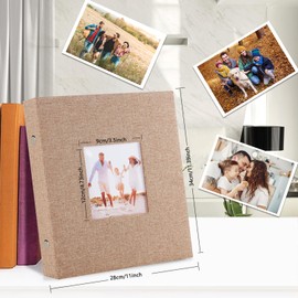Artmag Fabric Photo Album 4x6 400 Large Capacity for Family Wedding Anniversary Linen Album Holds 400 Vertical Photos (400 Pockets, Khaki)