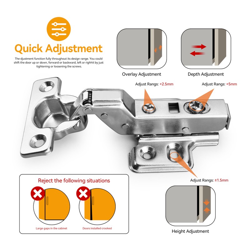 Luokim 2-Pack 26mm Small Cup Inset Soft Close Cabinet Hinges