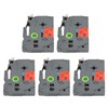 5 Pcs Label Maker Tape Black On Red 12mm 0.47