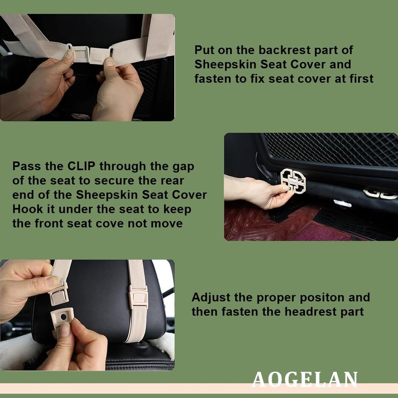AOGELAN Fluffy Sheepskin Car Seat Cover, Fuzzy Long Wool Front