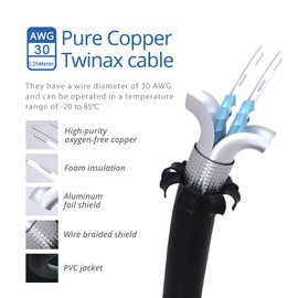 H!Fiber.com 10Gb/s SFP+ DAC Cable, 0.25 m (0.8 ft), 10GBase-CU Passive Direct Copper Twinax SFP+ Cable for Cisco SFP-H10GB-CU0.25M, Ubiquiti, Netgear, and Other Open Switches and NIC