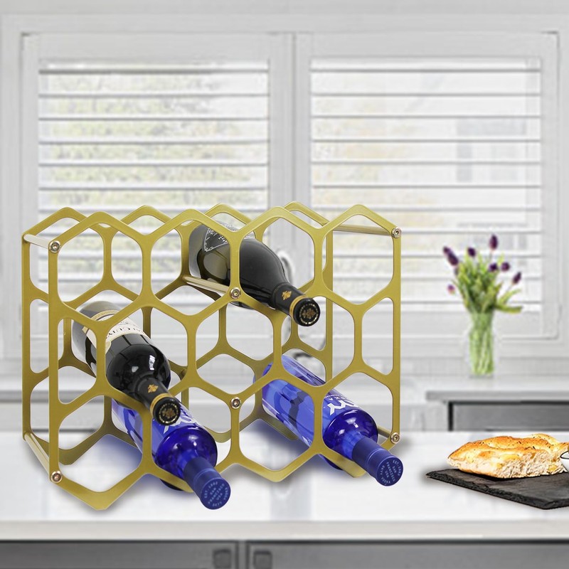 AT-VALY Countertop Wine Rack,Durable and Sturdy Freestanding 14 Bottle Wine