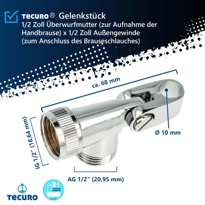 Tecuro Joint Shower Pole and Hose Connector Piece Heavy Weight