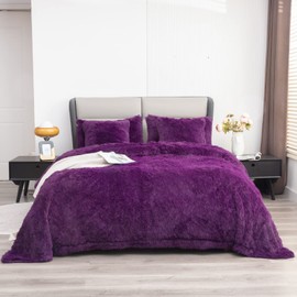 YUSOKI Faux Fur Queen Blanket(Purple,90" x 90"),Whithout Pillows,Winter Lightweight Plush Fuzzy Soft Cozy Microfiber Comfy Bed Blanket for Women Kids Girls Couch Sofa Washable