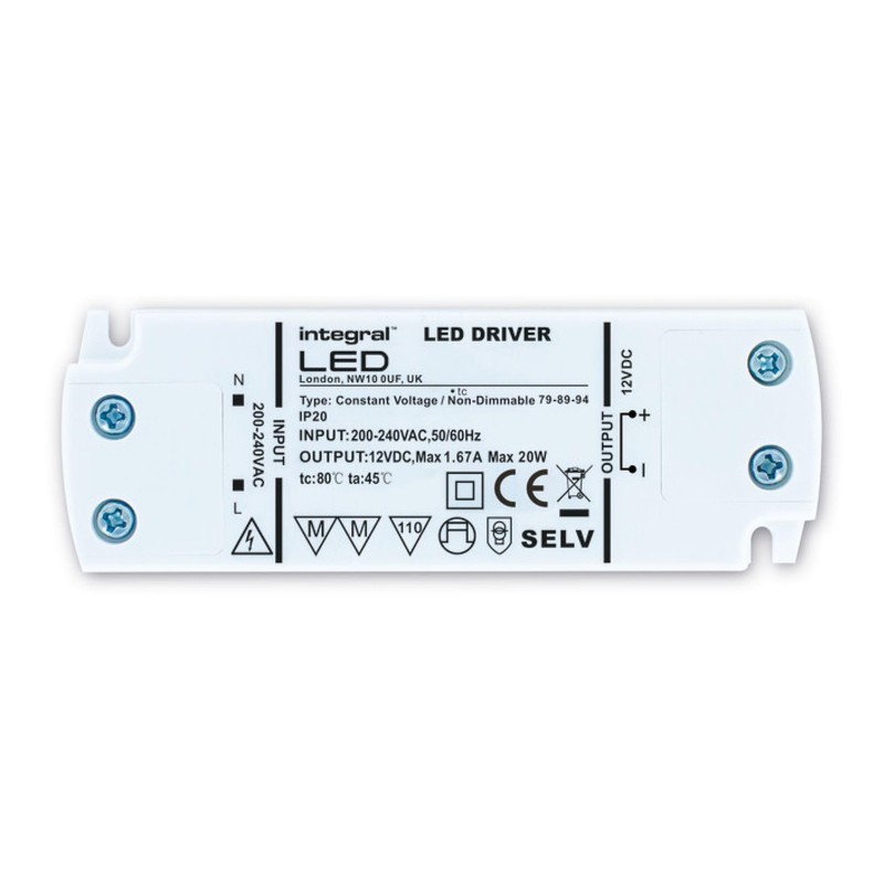 Integral ILDRCVA085 12v LED Driver 15w, screw terminals