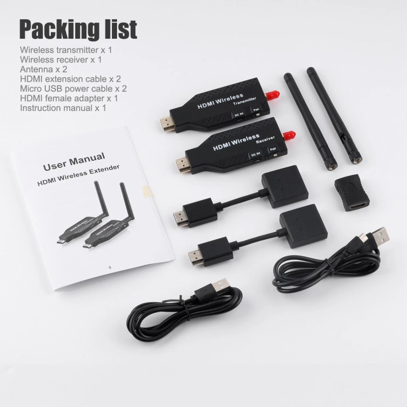 Dual Antenna 50M 5.8G Wireless HDMI Transmitter Receiver 1080P 60Hz