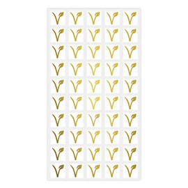 Wedding Meal Stickers - White Square Stickers - Wedding Meal Indicator Stickers - Meal Choice Stickers (50 Stickers - Vegan, Gold)