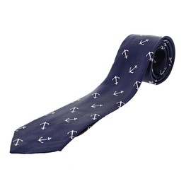 Zac's Alter Ego White Anchors on Navy Tie For Fancy Dress, Nautical Nights