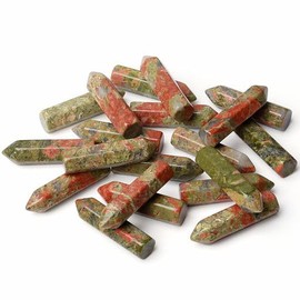 YATOJUZI 10PCS Unakite Natural Healing Crystals Stones Sets Tumbled Polished Pocket Gemstones Bulk Point Hexagonal Wands Reiki Energy Balancing Chakra Meditation Therapy Gift for Women Men