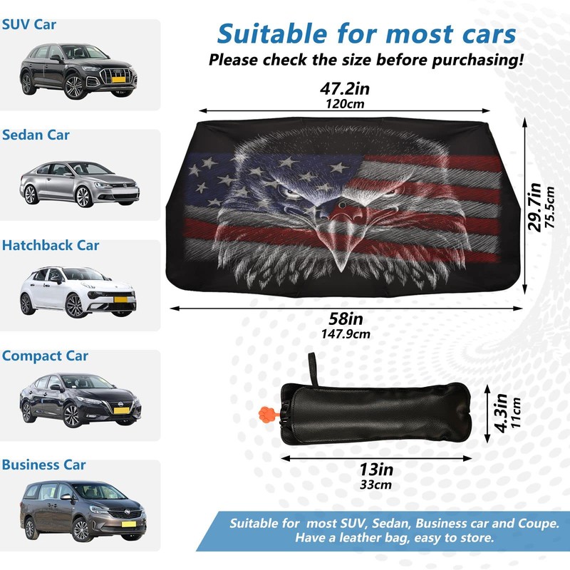 Dussdil Eagle Flag Car Windshield Sunshades Umbrella Window Sun Shade