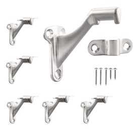 HOME MASTER HARDWARE Handrail Stair Brackets 3" Heavy Duty Staircase Hand Rail Bracket Support Hardware for Home or Office Stairways,Satin Nickel with Screws 6-Pack